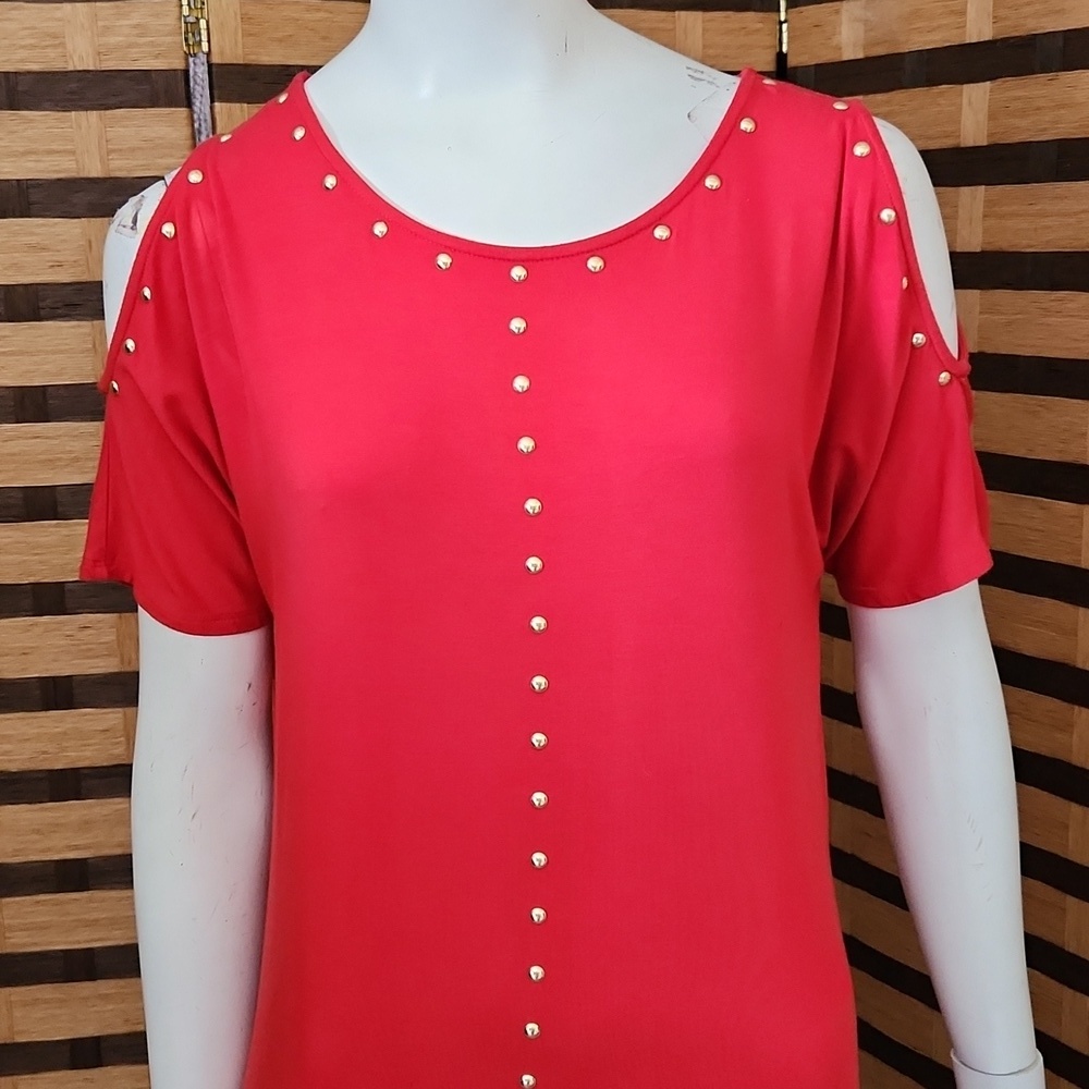 Carmen Marc Volvo stud cold shoulder top